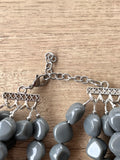 Gray Lucite Acrylic Beaded Chunky Multi Strand Statement Necklace - Julianna