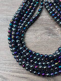 Gray Rainbow Acrylic Lucite Bead Chunky Multi Strand Statement Necklace - Alana