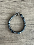 Hematite Beaded Gray Stone Mens Bracelet - Aiden