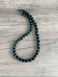 Black Wood Blue Turquoise Beaded Mens Necklace - Dennis