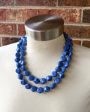 Cobalt Blue Acrylic Beaded Multi Strand Statement Necklace - Julianna