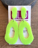 Neon Yellow Lucite Acrylic Big Dangle Statement Earrings - Sylvia