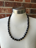 Black & White Wood Gemstone Beaded Mens Necklace - Dennis