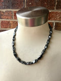 Mens Gray Hematite Gemstone Beaded Necklace | Dylan | DLD Jewelry