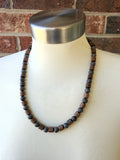Mens Brown Wood Jasper Gemstone Beaded Necklace | Terrance | DLD Jewelry