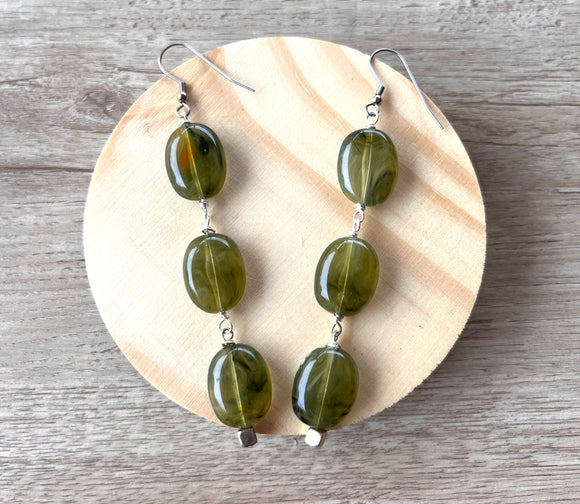 Lucite Oval Dangle Matching Earrings Jewelry Set - Lauren