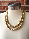 Gold Matte Acrylic Big Bead Chunky Lucite Statement Necklace - Alana