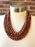 Brown Goldstone Beaded Multi Strand Statement Necklace - Alana