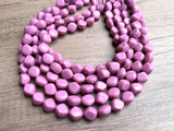 Pink Lucite Acrylic Beaded Chunky Multi Strand Statement Necklace - Julianna
