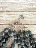 Gray Acrylic Beaded Chunky Multi Strand Statement Necklace - Julianna