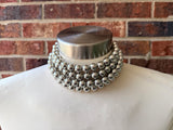 Shiny Silver Choker Big Beaded Acrylic Statement Necklace - Alana