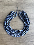 Black White Acrylic Lucite Bead Chunky Statement Necklace - Alana