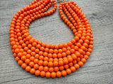 Orange Acrylic Lucite Bead Chunky Statement Necklace - Alana