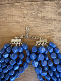 Cobalt Blue Acrylic Beaded Multi Strand Statement Necklace - Julianna