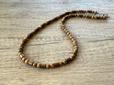 Tan Jasper Copper Mens Beaded Necklace - Rowan