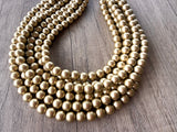 Gold Matte Acrylic Big Beaded Chunky Statement Necklace - Alana