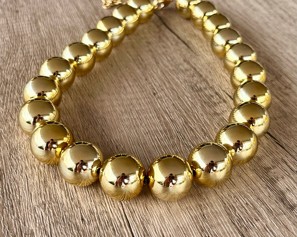 Shiny Gold Choker Acrylic Beaded Short Lucite Statement Necklace - Betty