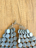 Gray Blue Wood Bead Multi Strand Chunky Womens Statement Necklace - Charlotte