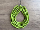 Yellow Green Acrylic Big Beaded Multi Strand Necklace - Alana
