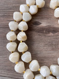 Ivory White Lucite Beaded Chunky Multi Strand Statement Necklace - Ashley