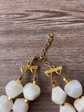 Ivory White Lucite Beaded Chunky Multi Strand Statement Necklace - Ashley