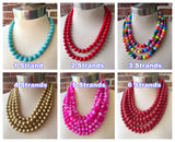 Multi Color Acrylic Bead Chunky Multi Strand Statement Necklace - Alana