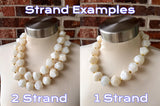 White Acrylic Beaded Chunky Multi Strand Statement Necklace - Ashley