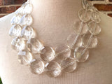 Clear Acrylic Lucite Beaded Chunky Statement Necklace - Genevieve