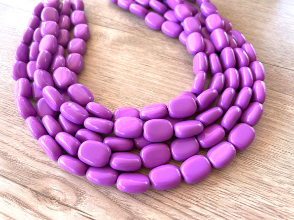 Purple Lilac Acrylic Lucite Beaded Chunky Statement Necklace - Lauren