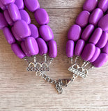 Purple Lilac Acrylic Lucite Beaded Chunky Statement Necklace - Lauren