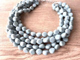 Pale Blue Lucite Acrylic Beaded Chunky Multi Strand Statement Necklace - Julianna