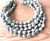 Pale Blue Lucite Acrylic Beaded Chunky Multi Strand Statement Necklace - Julianna