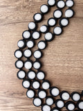Black White Resin Beaded Multi Strand Chunky Statement Necklace - Charlotte