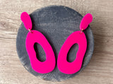 Fuchsia Pink Lucite Acrylic Big Dangle Statement Earrings - Sylvia