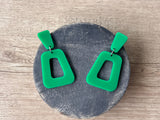 Emerald Green Acrylic Matte Lucite Big Large Statement Earrings - Heidi