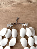 White Matte Resin Beaded Chunky Multi Strand Statement Necklace - Morgan