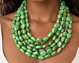 Green Acrylic Beaded Multi Strand Statement Necklace | Lauren | DLD Jewelry