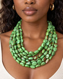 Green Acrylic Beaded Multi Strand Statement Necklace | Lauren | DLD Jewelry