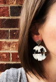 White Black Lucite Big Large Dangle Statement Earrings - Orville