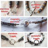 Mens Fishing Hook Beaded Necklace Pendant Stone Necklace - Angler