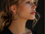 Brown Tortoise Shell Statement Acrylic Resin Hoop Earrings - Mollyrose