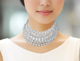Clear Acrylic Choker Beaded Lucite Chunky Multi Strand Statement Necklace - Alana