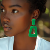 Multi Color Confetti Acrylic Matte Lucite Big Large Statement Earrings - Heidi