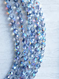 Blue Gray Crystal Faceted Beaded Multi Strand Chunky Statement Necklace - Rebecca