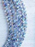 Bleu Gray Crystal Faceted Beaded Multi Strand Chunky Statement Necklace - Rebecca
