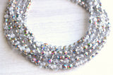 Silver Rainbow Vitrail Crystal Faceted Beaded Statement Necklace - Rebecca