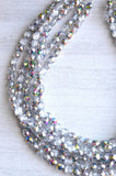 Silver Rainbow Vitrail Crystal Faceted Beaded Statement Necklace - Rebecca