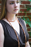 Gold Long Wood Beaded Wooden Boho Single Strand Statement Necklace - Nicoline