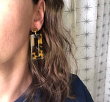 Mustard Yellow White Statement Big Lucite Geometric Acrylic Large Earrings - Louise