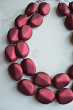 Dark Red Rubber Bead Matte Multi Strand Statement Necklace - Nikki